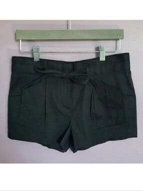 NEW BCBGMaxAzria Sabina The Paper Bag Linen Blend Belted Low Rise Micro Shorts